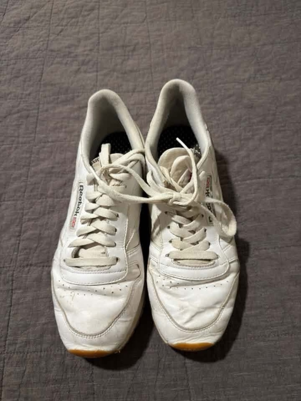Reebok Men’s Leather Sneakers - White with Yellow Accents
